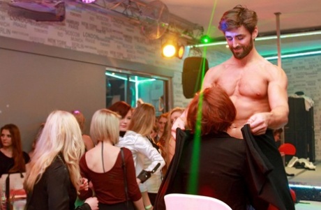 European Females Can't Resist The Hunky Male Strippers Erect Dicks