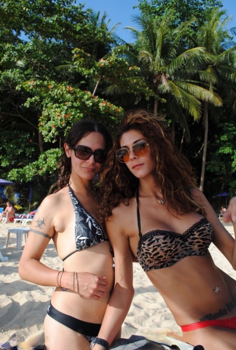 Gorgeous Tgirls Nicole & Bruna Posing On The Beach