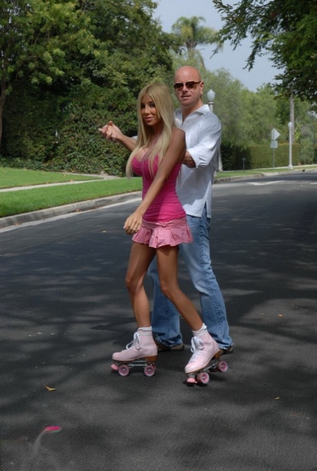 TS Kimber James Featuring Fucking My Roller Skates Teacher Porn Photos