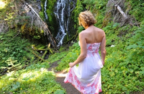 Pretty Delia By Waterfall Erect Under Her Dress