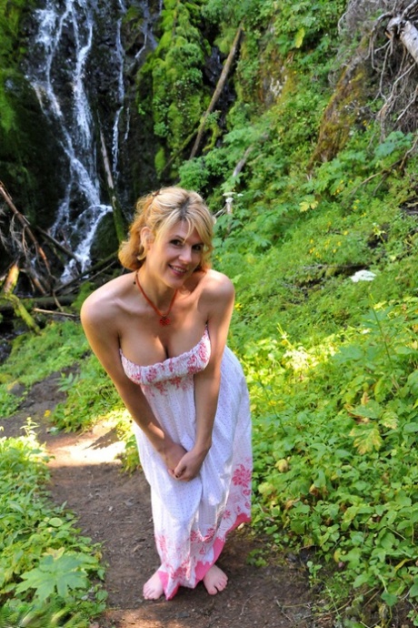 Pretty Delia By Waterfall Erect Under Her Dress