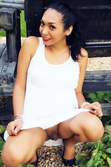 Tiara Tiramisu Official White Dress Outdoors