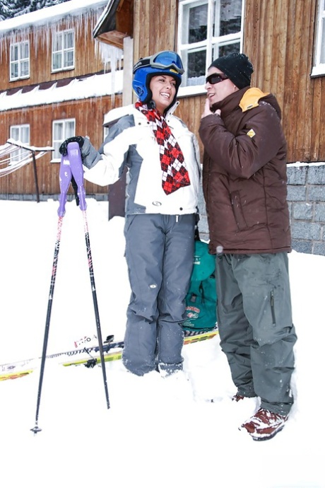 On a snowy day, Juggy can have some mouth-to-mouth fun outdoors.