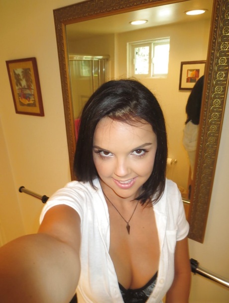 Brunette Girlfriend Dillion Harper Is Doing Self Shots While Undressing