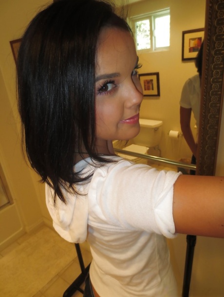 Brunette Girlfriend Dillion Harper Is Doing Self Shots While Undressing