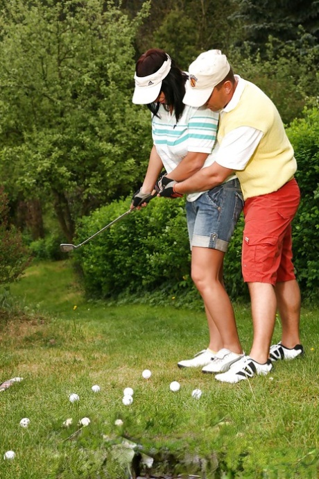 Dolly's big tits are teased as she plays golf at the age of five.