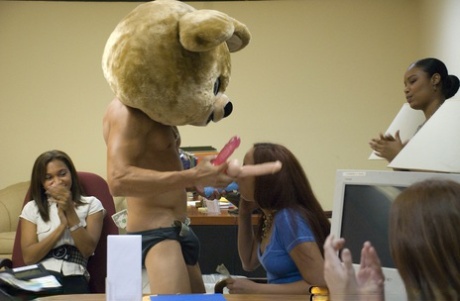CFNM Party With Non Nude Ladies And A Stunning Stripper In A Bear Hat