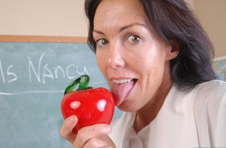 Naughty Granny Nancy Gets Completely Naked In The School Room