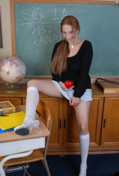 Older Woman Laeh Dressed As A Cute Schoolgirl In Knee High Socks