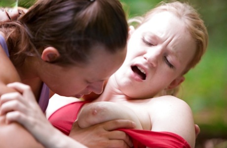 Outdoor lesbian sex is enjoyed by Horny young girls Noa and Rosa M.