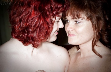 Bigger sex on the side: Chubby lesbian girls Jette (above) and LeeLee (bottom right) kiss and lick their private parts after exchanging fat nude kisses.