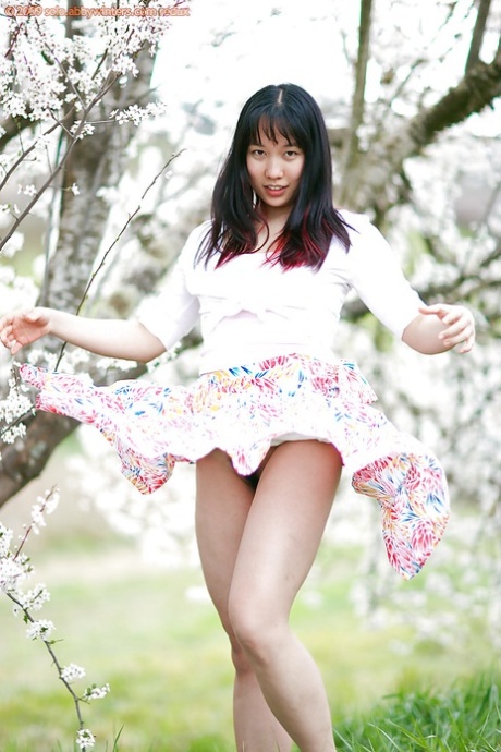 Amateur woman Jenny-Lee sporting nice upskirt under summer dress outdoors