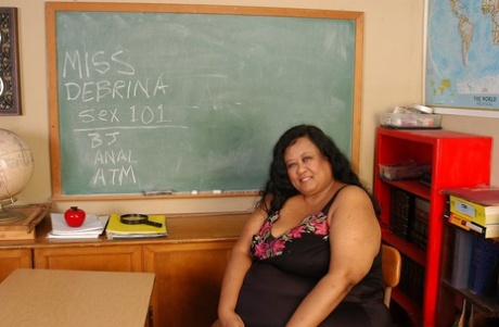 SSBBW Latina teacher Debrina baring incredible saggy boobs and fat rolls
