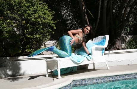 Anal Loving Whore Adirana Chechik Posing Poolside In Mermaid Cosplay