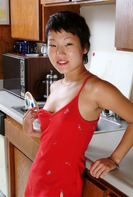 Petite Oriental First Timer Vicky Revealing Nice Perky Tits And Furry Pits