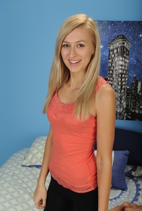Young Blonde Cutie Alexa Grace Making Nude Modelling Debut On Bed