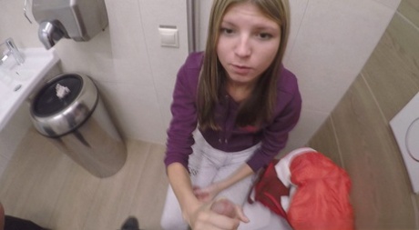 Petite blonde teen Gina Gerson taking hardcore fucking in bathroom