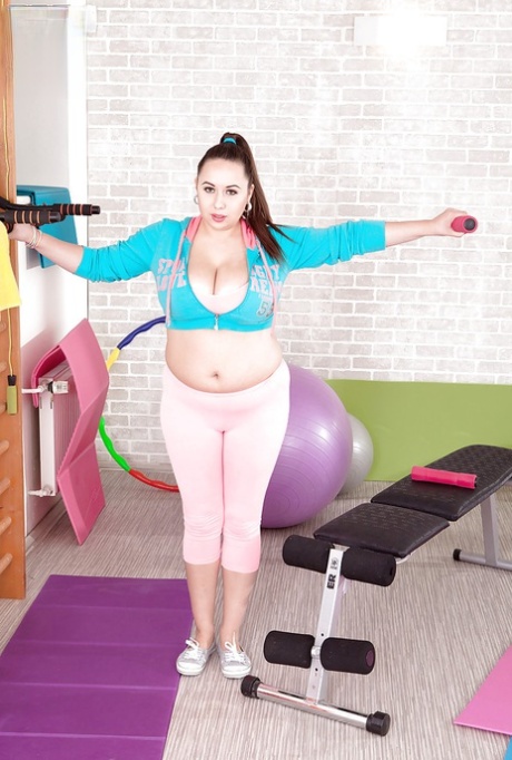 Sports Minded Plumper Monica Love Revealing Big Boobs In Yoga Pants