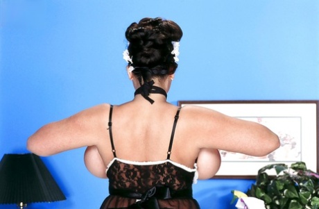 Lengthy bosom in maid costume: Plump Latina pornstar Kerry Marie.