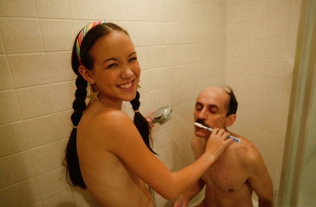 Adolescent girl Amai Liu engages in a sexual act with an oldman while bathing.