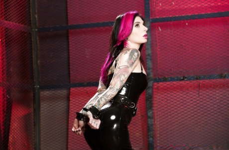 Tattooed Amateur Chick Joanna Angel Removes Latex Dress To Pose In The Nude