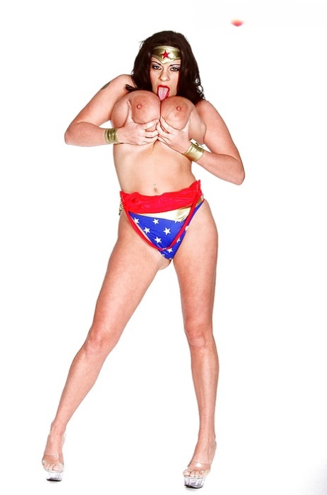 MILF Linsey Dawn McKenzie Letting Hooters Loose From Wonder Woman Outfit
