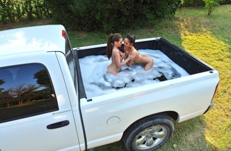 In a pickup truck box, Subil Arch and Danika have been seen having sex with nude women.