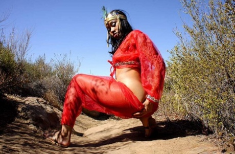 Black Harem Member Yasmine De Leon Strips Naked On A Dirt Trail Thru The Hills
