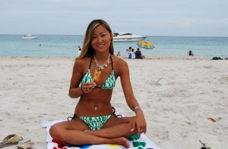 Asian Teen Babe With Tiny Tits Tina Posing In Hot Bikini Outdoor