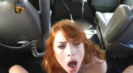 In a scene where she fills her mouth with creampies and a large penis, Amateru redhead girl Gwen Stark shows her face to the audience.