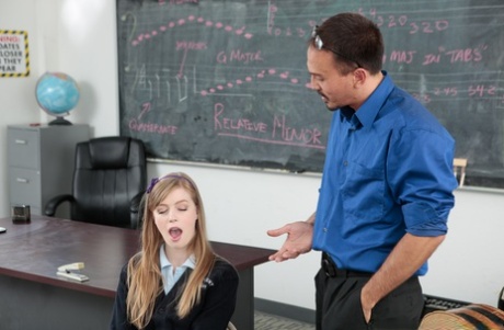Schoolgirl Dolly Leigh Giving Her Teacher A Blowjob In The Classroom
