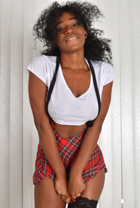 Black Girl Rea Quinn Removes Her Schoolgirl Themed Attire To Pose Nude