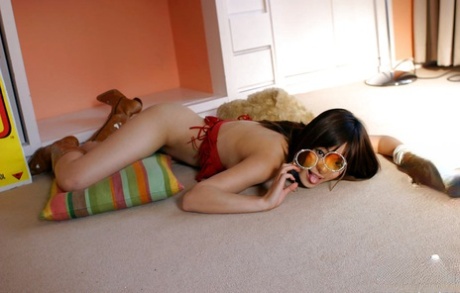 Nasty asian teen babe Hikaru Koto stripping and having fun