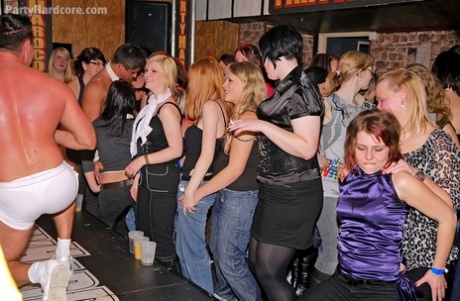 In an attempt to steal the attention of strippers at the party, unrefined amateurs gnawl and puke at male strippers.