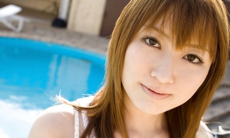 Stunning asian babe Miyu Nakai stripping off her clothes outdoor
