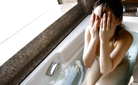 Hina Tachibana stripping off her uniform and taking bath in her lingerie