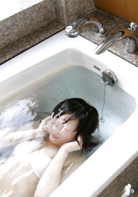 Hina Tachibana stripping off her uniform and taking bath in her lingerie