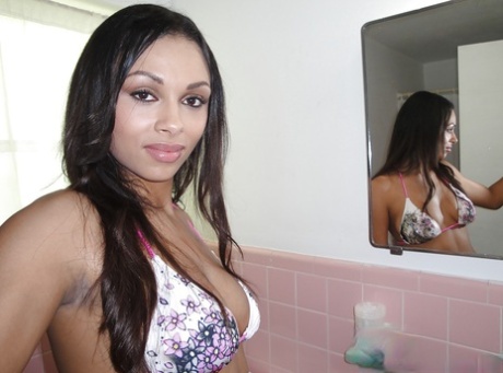 Foxy Ebony Chick Bethany Benz Slipping Off Her Bikini And Taking Shower