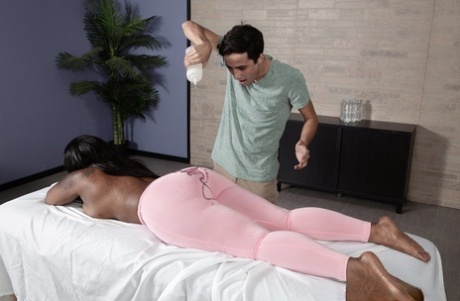Curvaceous Ebony Ms London Takes A White Dong After An Ass Massage