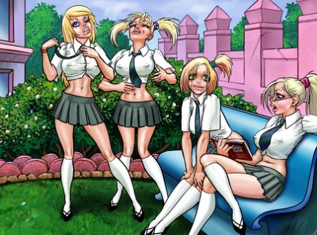 Cartoon Shemale Schoolgirls Gangbang & Shower Their Black Teacher With Cum
