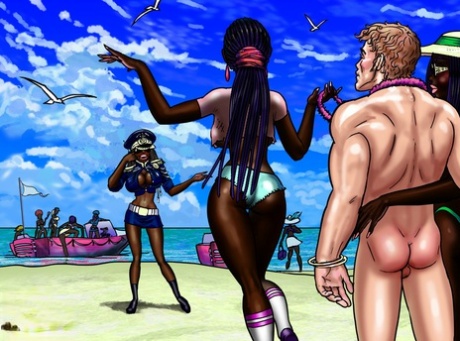 Muscular Cartoon Guy Gets His Asshole Stuffed By An African Shemale Tribe