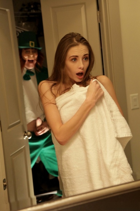 Small titted brunette Kyler Quinn gets rammed by a guy in a leprechaun costume