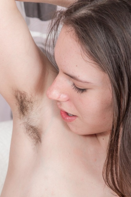 In a solo performance, Canella, the petite butard female, displays her beard and hairy tits.