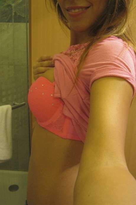 Amateur teen Jenny 9 twitches her nipples and films herself in the mirror