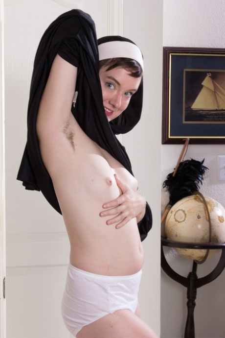 A delightful young novice nun named Ruby Rose displays her beard and armpits in a solo performance.