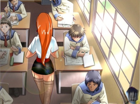 Slutty Anime Shemale Teacher Demolishes Her Student's Asshole After Classes