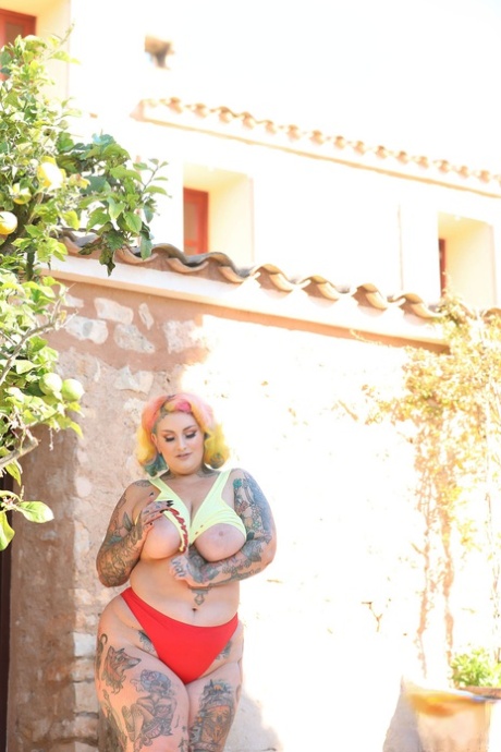 Exposed and nude: This large tattoo of BBW Galda Lou, which is huge.