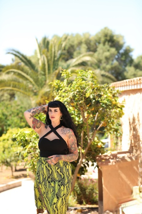 The vixen of Cherrie Pie, tattooed by Chubby, was seen stripping and posing naked outside.