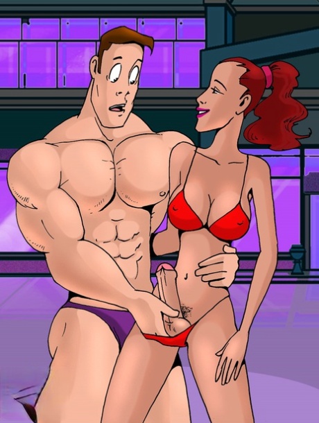 Cartoon Shemale With An Hourglass Figure Gets Pegged By A Stocky Dude