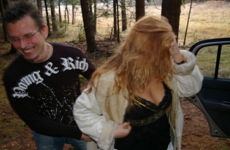 In an outdoor FMM 3some with her husband and his hung friend, MILF Thalia is still a mature woman.